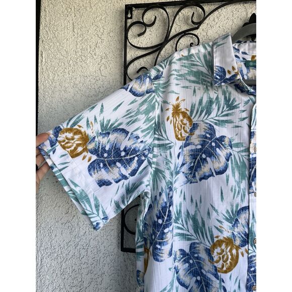 Cubavera Linen Floral Print Collared Button Shirt - Size XL - Multicolored - Picture 3 of 6